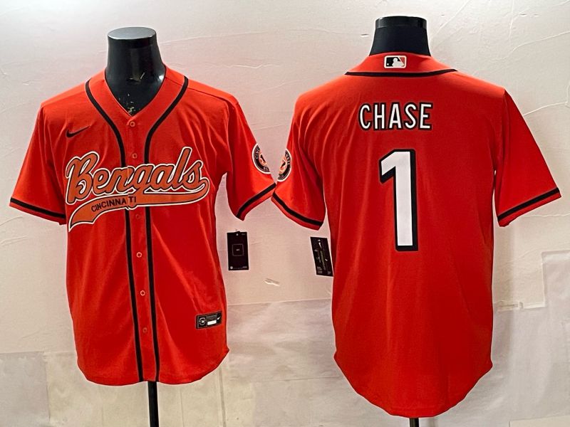 Men Cincinnati Bengals #1 Chase Orange Joint Name 2025 Nike Limited NFL Jersey style 1->->